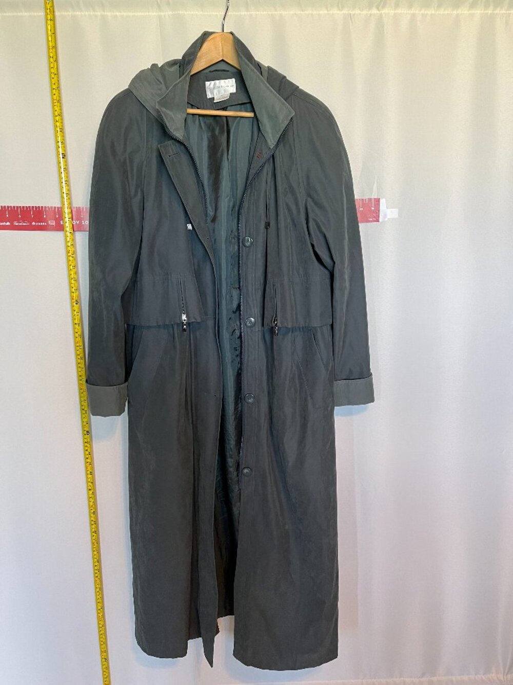 Worthington Hooded Trench Coat in Slate size 12